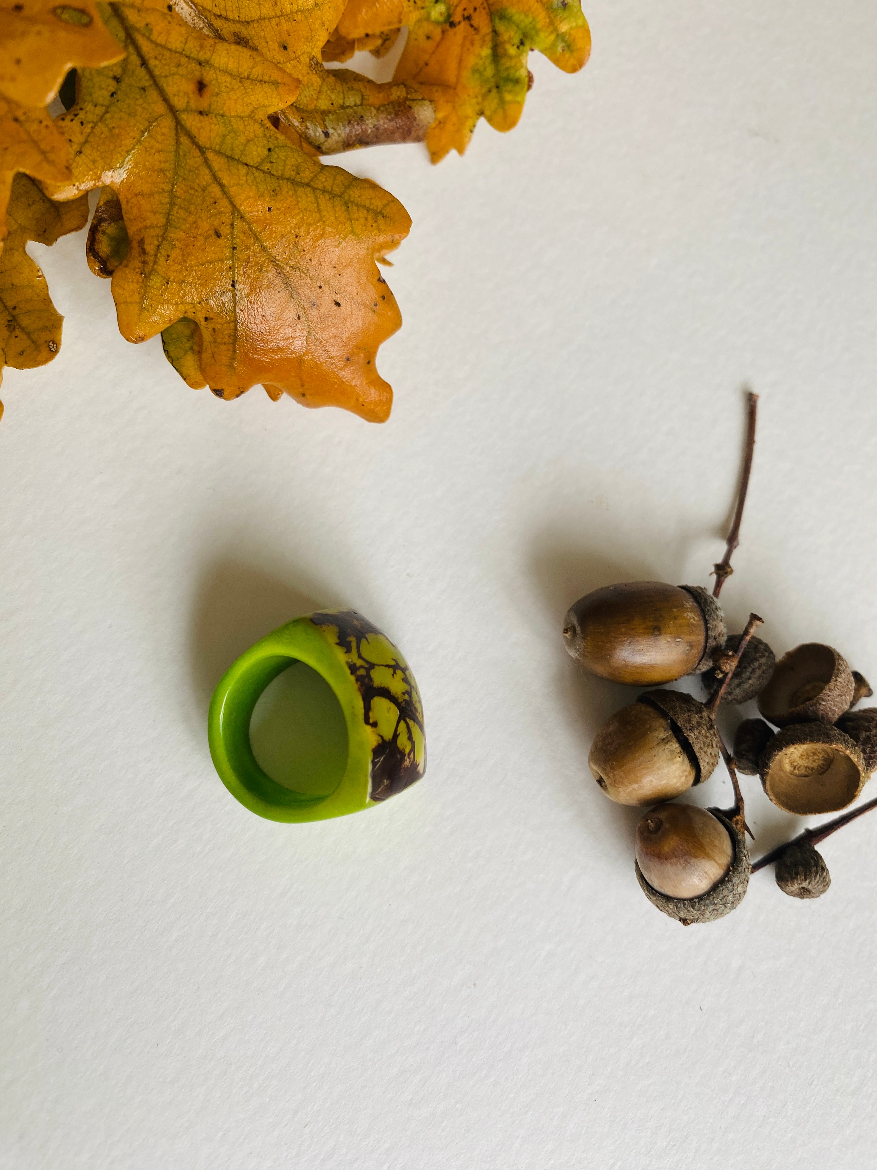 Green Chunky Tagua Ring